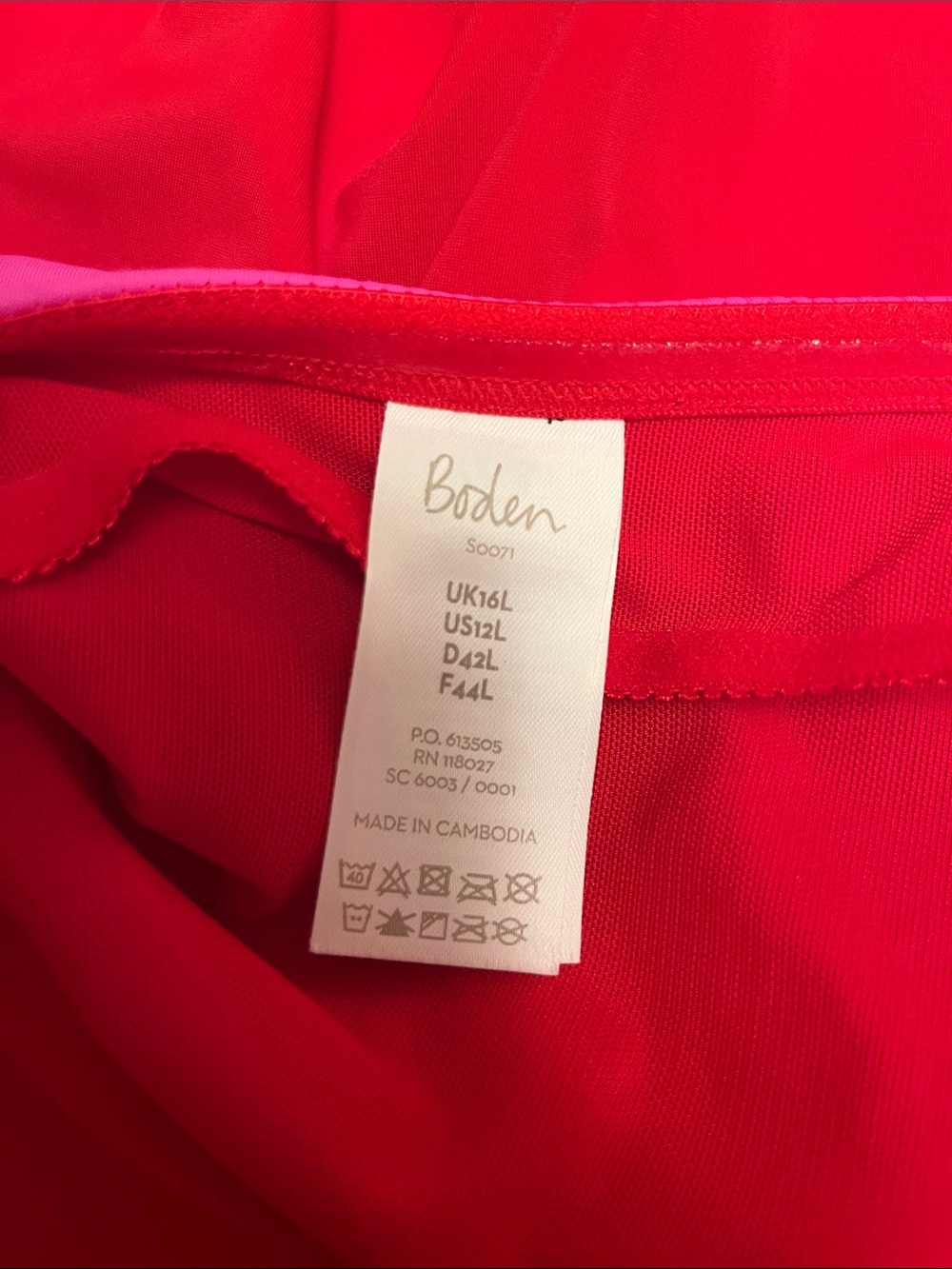 Boden Pink & Red Halter Color Block One-Piece Swimsuit - Long Torso - Picture 2 of 8